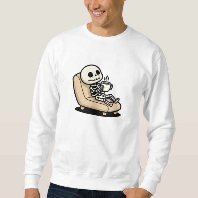 Kaffeepause – Sensenmann Dark Humor Kaffee Sweatshirt (Vorderseite)