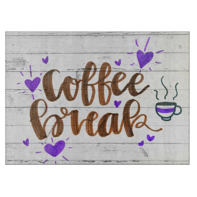 Kaffeepause Typografie Schneidebrett (Vorderseite)