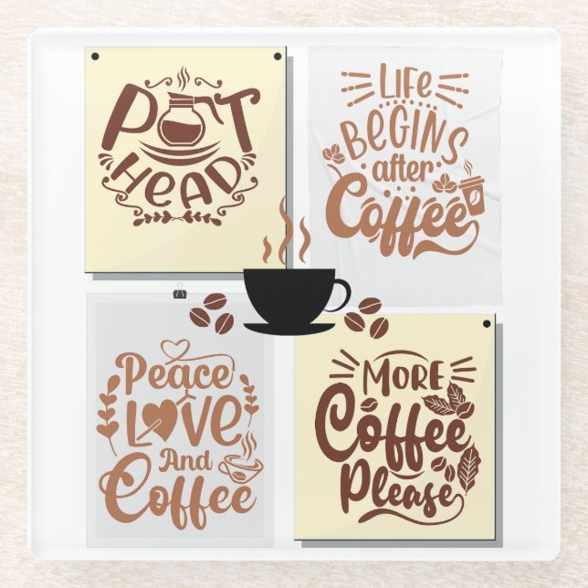 Kaffeeplakate Glasuntersetzer (Vorderseite)