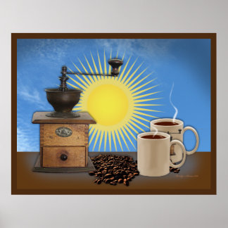 Kaffeeposter am Morgen Poster