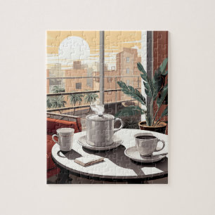 Kaffeepuzzle am Morgen