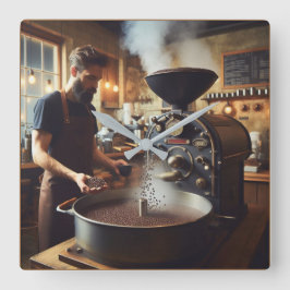 Kaffeeröster Quadratische Wanduhr