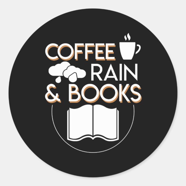 Kaffeerregung und Bücher Funny Sprichwort Shirt Runder Aufkleber (Vorderseite)