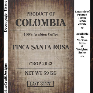 Kaffeesack-Typografie-Design gealtert FC9 Decoupag Seidenpapier