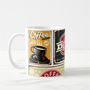Kaffeeschilder und Etikettenkollektion. Retro und  Kaffeetasse