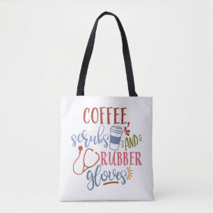 Kaffeeschirbe und Gummihandschuhe für Krankenschw Tasche