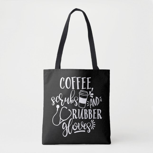 Kaffeeschirbe und Gummihandschuhe für Krankenschwe Tasche (Vorderseite)