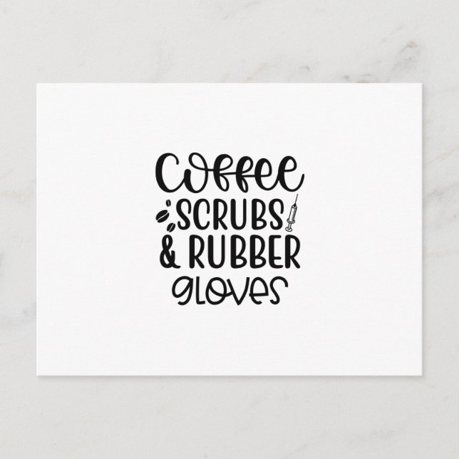 Kaffeeschirbe und Gummihandschuhe Postkarte (Vorderseite)