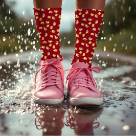 Kaffeeschokolade Biscuits Muster Red Brown Food Socken