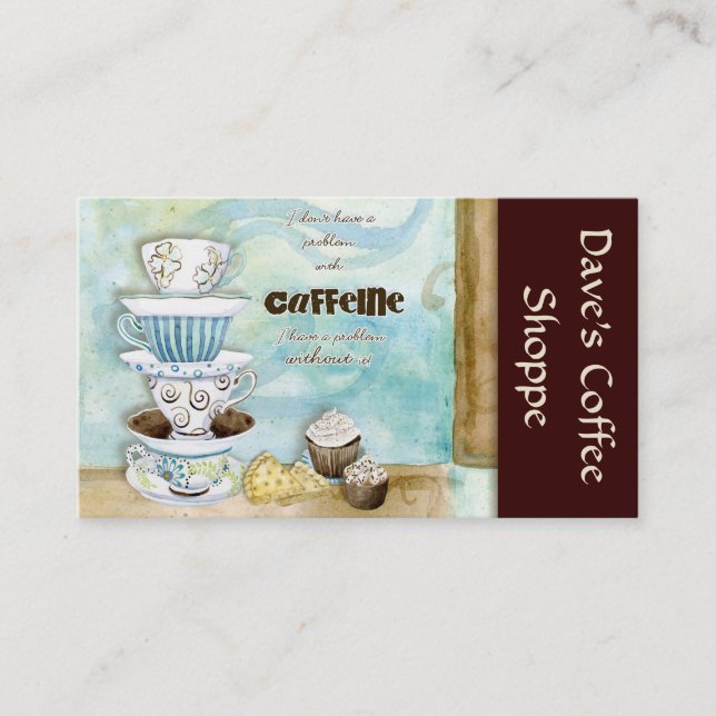 Kaffeeshop Cappuccino, Espresso auf Latte-Karten Visitenkarte (Vorderseite)