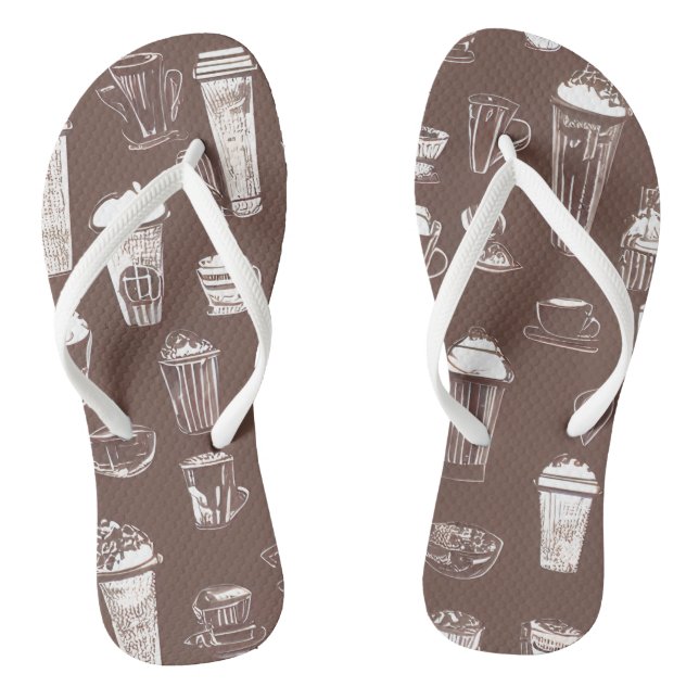 Kaffeeshop-Cups Gemusterte Flip Flops (Fußbett)