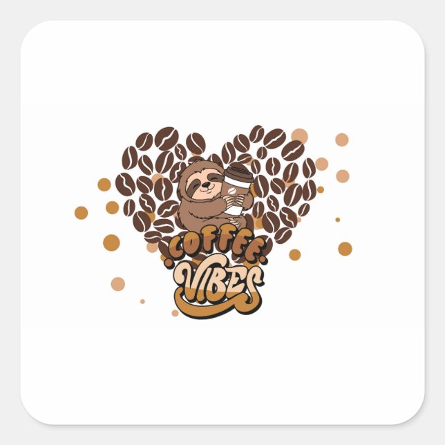 Kaffeestimmung Design Quadratischer Aufkleber (Vorderseite)