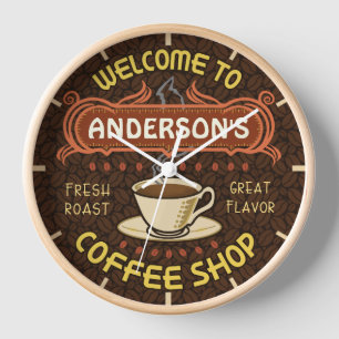 Kaffeestube-Bohnen-Café   addieren Ihren Namen Uhr