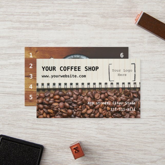 Kaffeestube-Loyalitäts-Visitenkarte Treuekarte (Vorderseite/Rückseite Beispiel)