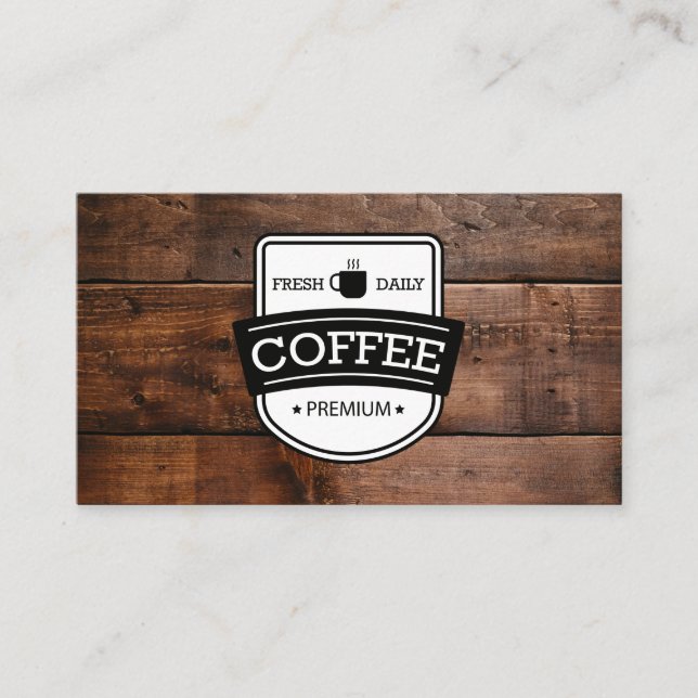 Kaffeestück | Coffee Shop Barista Holz Trim Visitenkarte (Vorderseite)