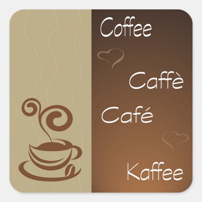 Kaffeestunde Quadratischer Aufkleber (Vorderseite)