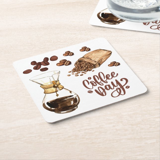 Kaffeetag Cool rustikal braun Espresso Weiß Rechteckiger Pappuntersetzer (angewinkelt)