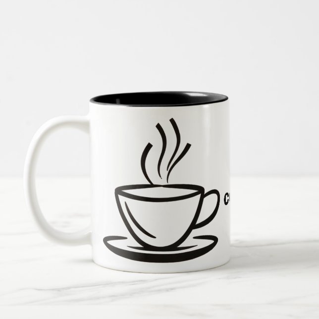 Kaffeetasse-Abbildung. Zweifarbige Tasse (Links)