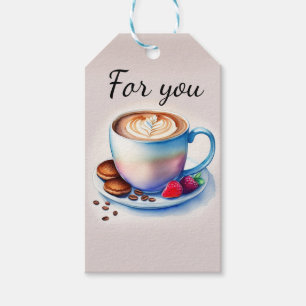 Kaffeetasse Aquarellmalerei Geschenkanhänger