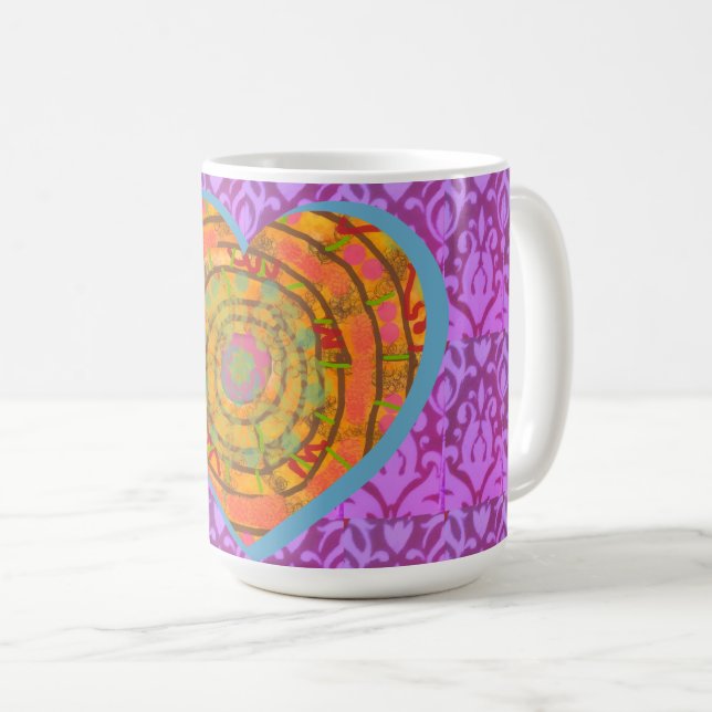 Kaffeetasse Aztec Herz Design (VorderseiteRechts)