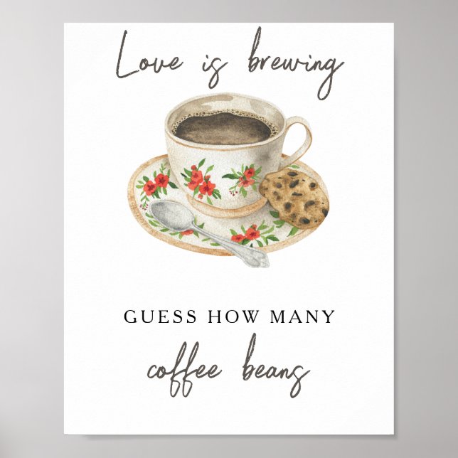Kaffeetasse Brautparty Wie viele Kaffeebohnen Poster (Vorne)