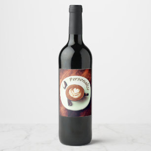 Kaffeetasse Cappuccino braunes, weißes Latte Weinetikett