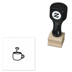 Kaffeetasse Herz Dampf Linienkunst Gummistempel