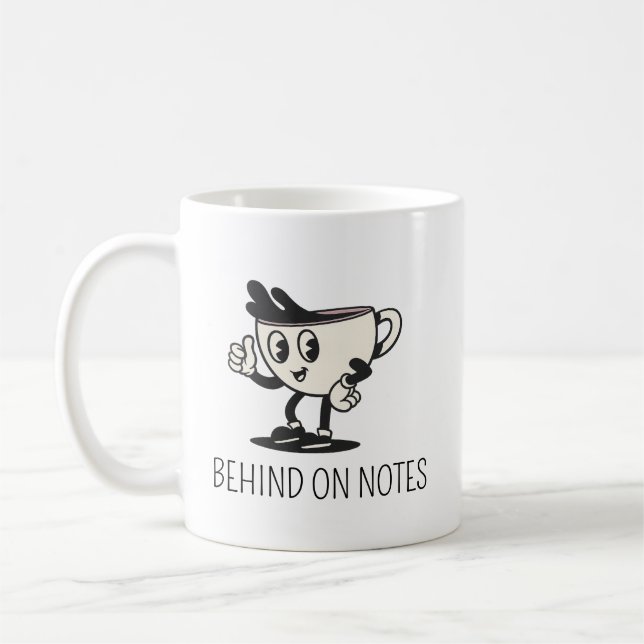 Kaffeetasse 'Hinter den Notizen zurück', Retro-The (Links)