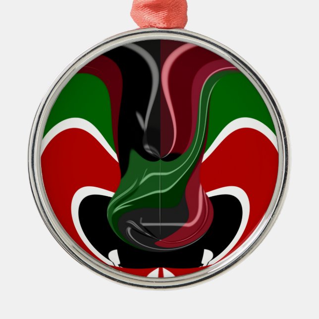 Kaffeetasse Kenya Flagge Hakuna Matata Silbernes Ornament (Vorne)