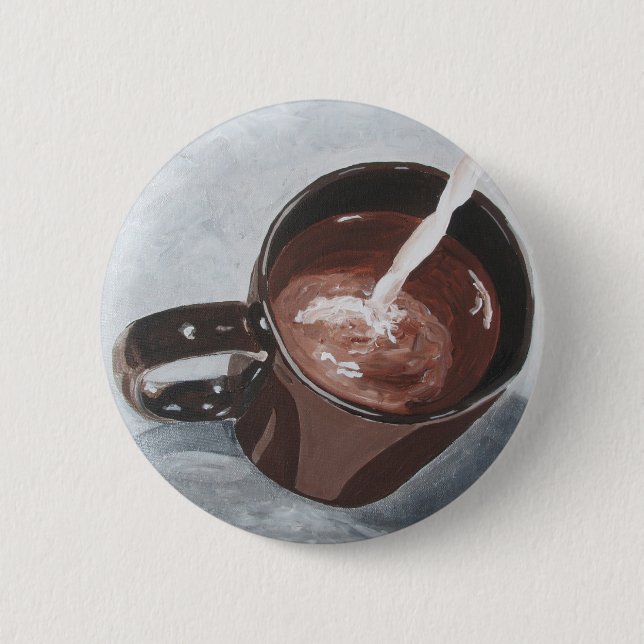 Kaffeetasse-Malerei-Knopf - Silber und Gold Button (Vorderseite)