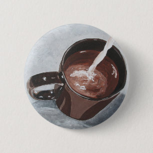 Kaffeetasse-Malerei-Knopf - Silber und Gold Button