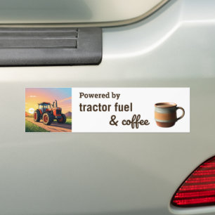 Kaffeetasse mit Aufdruck "Powered By Tractor Fuel" Autoaufkleber