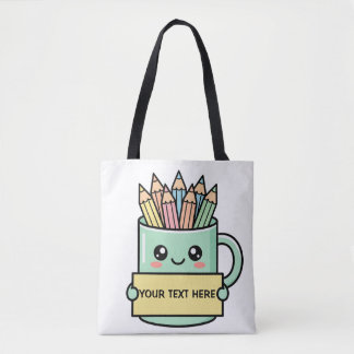 Kaffeetasse mit Bleistiften Leeres Schild Pastell- Tasche