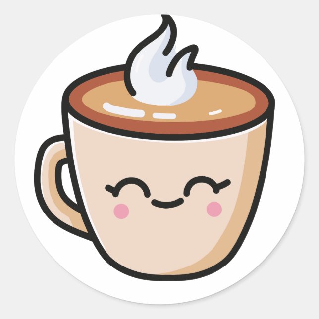 Kaffeetasse mit einem herrlichen Lächeln Runder Aufkleber (Vorderseite)