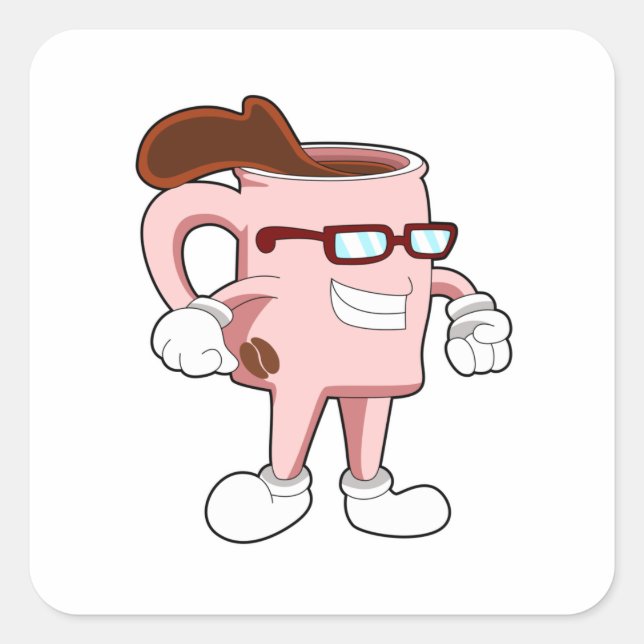 Kaffeetasse mit Kaffee Quadratischer Aufkleber (Vorderseite)