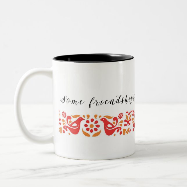 Kaffeetasse mit Pyrex-Freundschaftsdesign (Links)