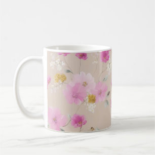 Kaffeetasse mit rosa Tonblumen