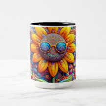 Kaffeetasse mit Sonnenblume hat einen großartigen