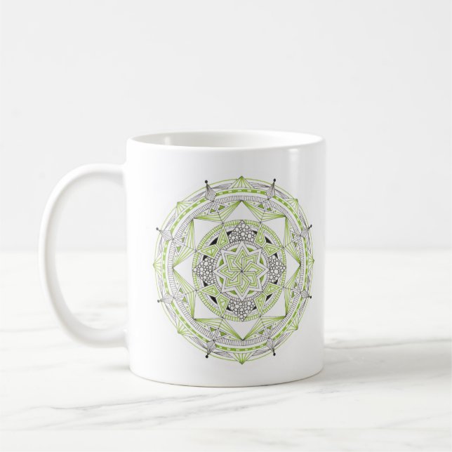Kaffeetasse Original Mandala-Design 2-seitig Grün (Links)