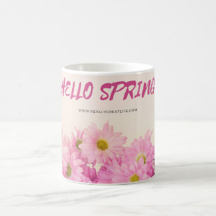 Kaffeetasse Rosa Gänseblümchen Hallo Frühling