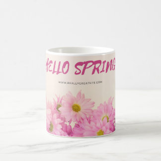 Kaffeetasse Rosa Gänseblümchen Hallo Frühling
