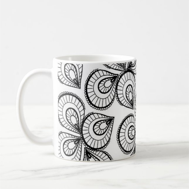 Kaffeetasse - Schwarz-Weiß-Designmuster (Links)