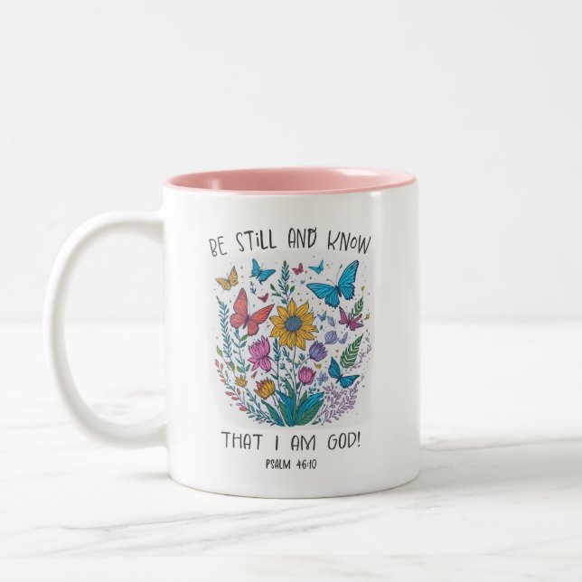 Kaffeetasse "Sei still und wisse" (Links)