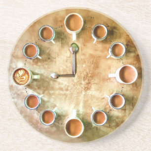 Kaffeetasse Uhr Kaffezeit Design Getränkeuntersetzer