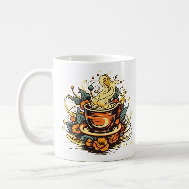 Kaffeetasse und Floraldampf (Links)