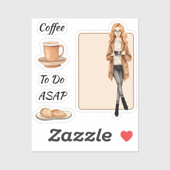 Kaffeetasse und Pflanze Aufkleber (Blatt)