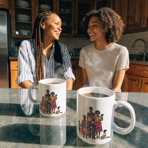 Kaffeetasse zum Feiern der schwarzen Familie