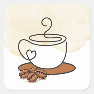 Kaffeetassen-Aufkleber Quadratischer Aufkleber