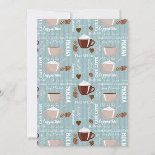 Kaffeetassen Blaue vertikale Linien Koffeinkörner Einladung