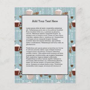 Kaffeetassen Blaue vertikale Linien Koffeinkörner Flyer